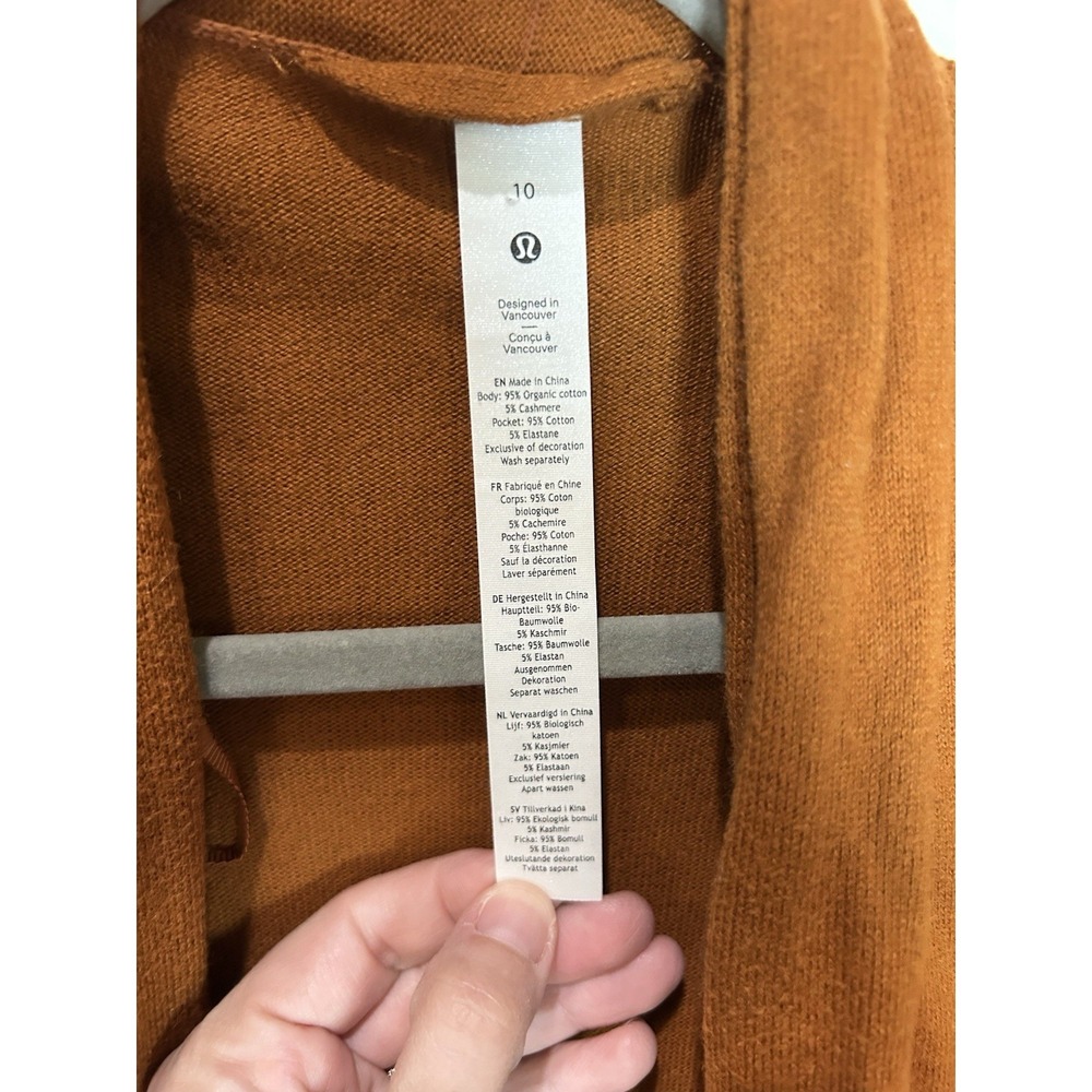 Lululemon Cotton Cashmere Knit Wrap Sweater Cardigan Butternut Brown Belted 10 - Picture 2 of 8